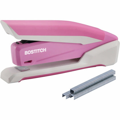 Bostitch InCourage Desktop Stapler: Spring-Powered Antimicrobial Pink/White - Staplers