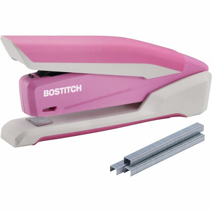 Bostitch InCourage Desktop Stapler: Spring-Powered Antimicrobial Pink/White - Staplers