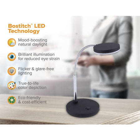 Bostitch Metal Gooseneck Desk Lamp, Black - Alternate-Image3