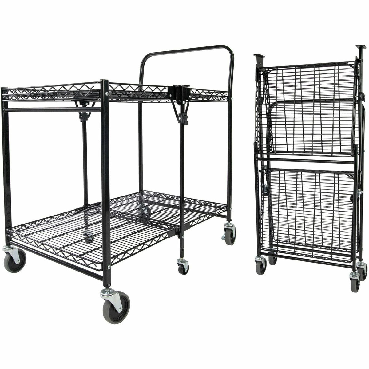Bostitch Stowaway Folding Utility Cart: 2-Shelf 500 lb Load Steel Frame - Carts