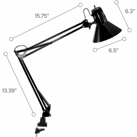 Bostitch Swing Arm Desk Lamp with Clamp, Black - Alternate-Image3