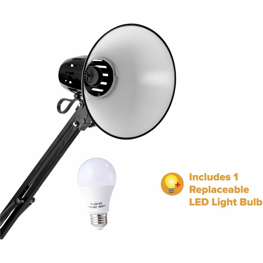 Bostitch Swing Arm Desk Lamp with Clamp, Black - Alternate-Image1