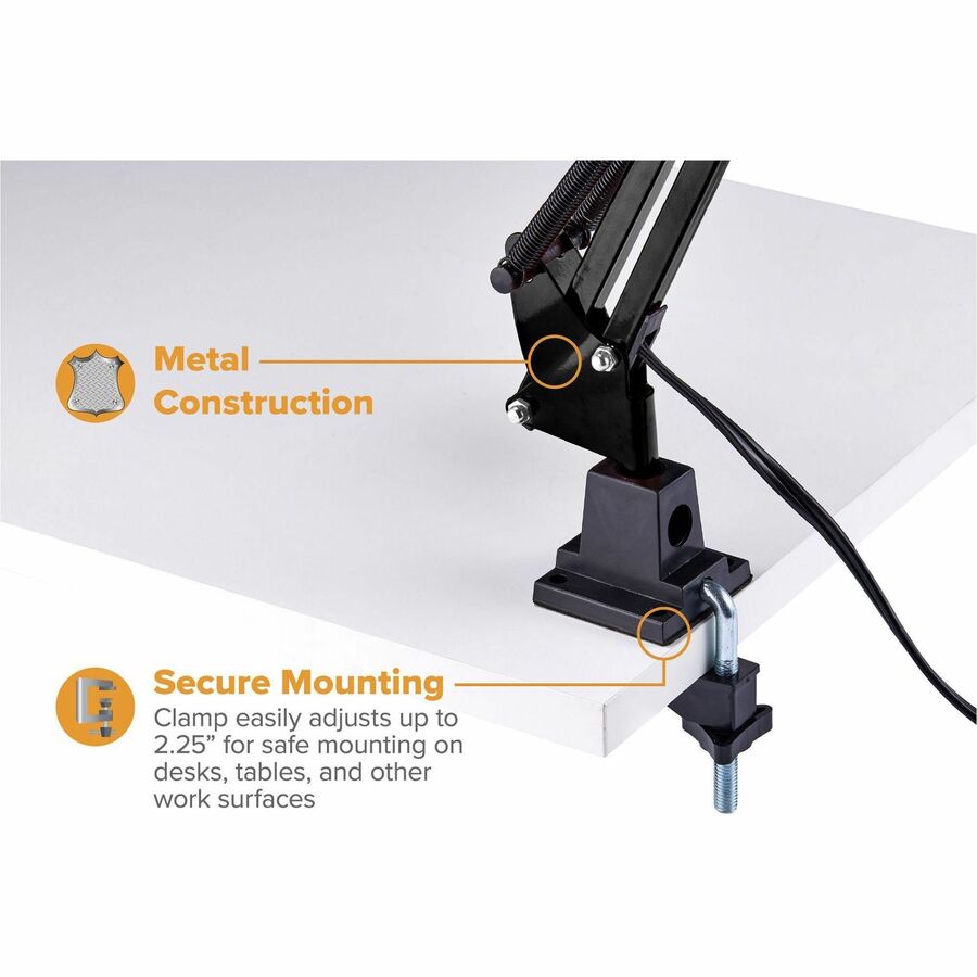 Bostitch Swing Arm Desk Lamp with Clamp, Black - Alternate-Image4