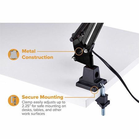 Bostitch Swing Arm Desk Lamp with Clamp, Black - Alternate-Image4