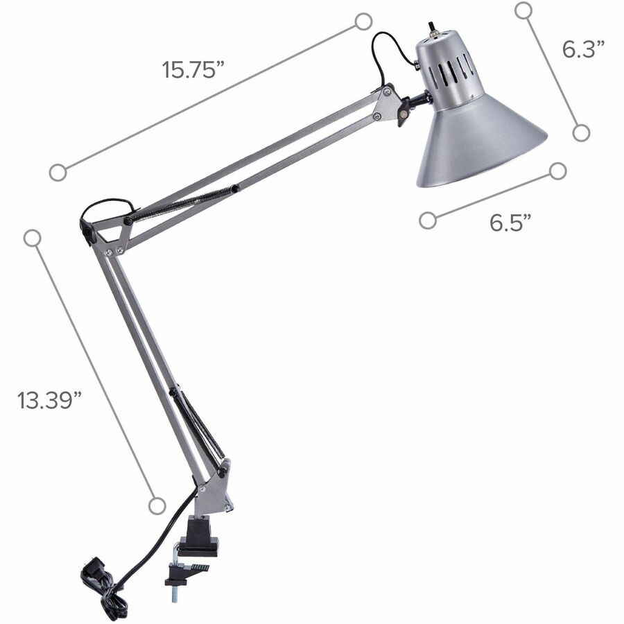 Bostitch Swing Arm Desk Lamp with Clamp, Silver - Alternate-Image4