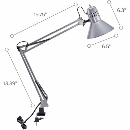 Bostitch Swing Arm Desk Lamp with Clamp, Silver - Alternate-Image4
