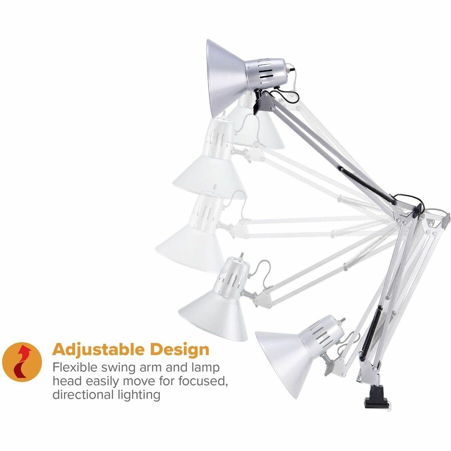 Bostitch Swing Arm Desk Lamp with Clamp, Silver - Alternate-Image5