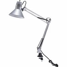 Bostitch Swing Arm Desk Lamp with Clamp Silver - 36’’ Height - 9 W LED Bulb - Durable Flicker-free Glare-free Light