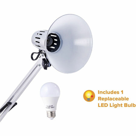 Bostitch Swing Arm Desk Lamp with Clamp, Silver - Alternate-Image1