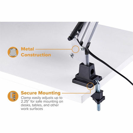 Bostitch Swing Arm Desk Lamp with Clamp, Silver - Alternate-Image2