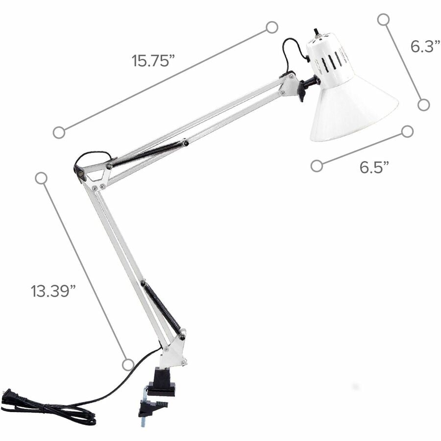 Bostitch Swing Arm Desk Lamp with Clamp, White - Alternate-Image4