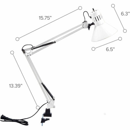 Bostitch Swing Arm Desk Lamp with Clamp, White - Alternate-Image4