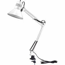 Bostitch Swing Arm Desk Lamp with Clamp White - 9 W LED Bulb - Swivel Flicker-free Glare-free Light Durable