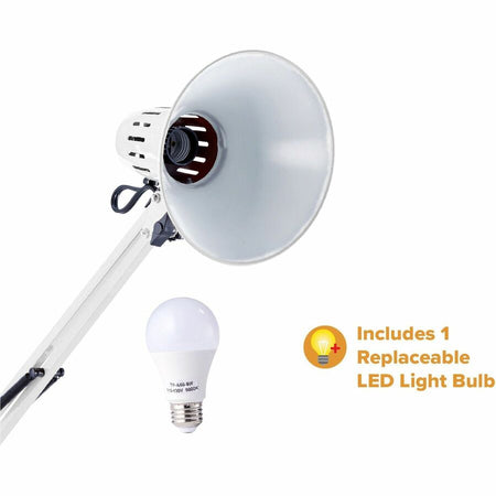 Bostitch Swing Arm Desk Lamp with Clamp, White - Alternate-Image1