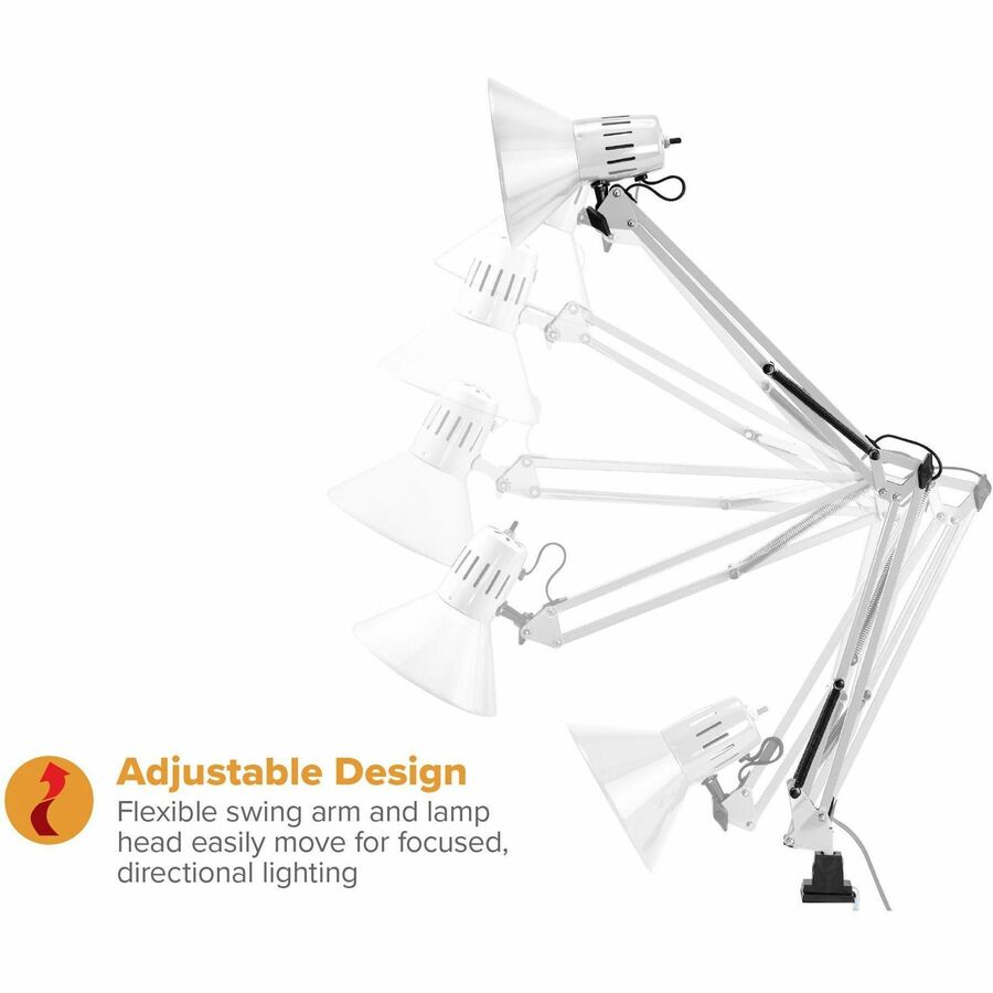 Bostitch Swing Arm Desk Lamp with Clamp, White - Alternate-Image5