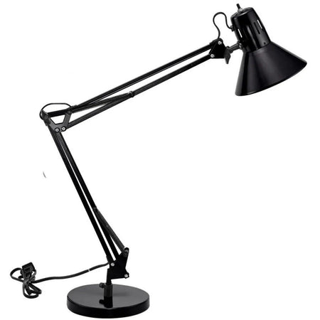 Bostitch Swing Arm Desk Lamp with Weighted Base, Black - Right