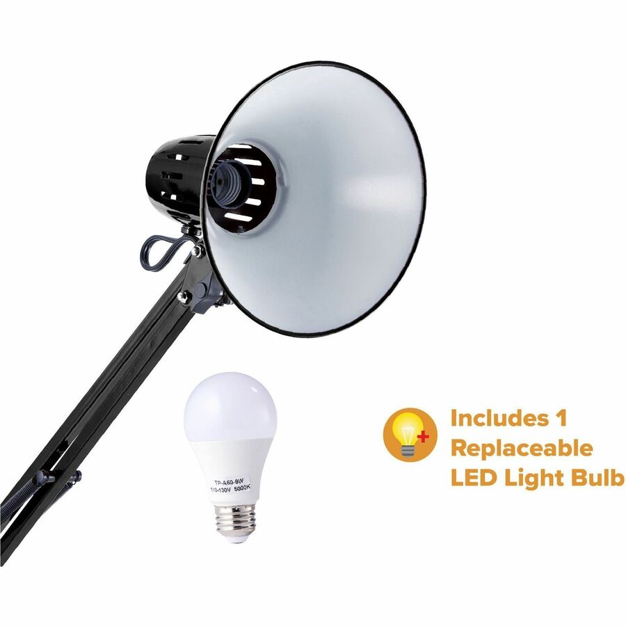 Bostitch Swing Arm Desk Lamp with Weighted Base, Black - Alternate-Image1