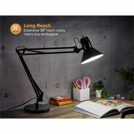 Bostitch Swing Arm Desk Lamp with Weighted Base, Black - Alternate-Image3
