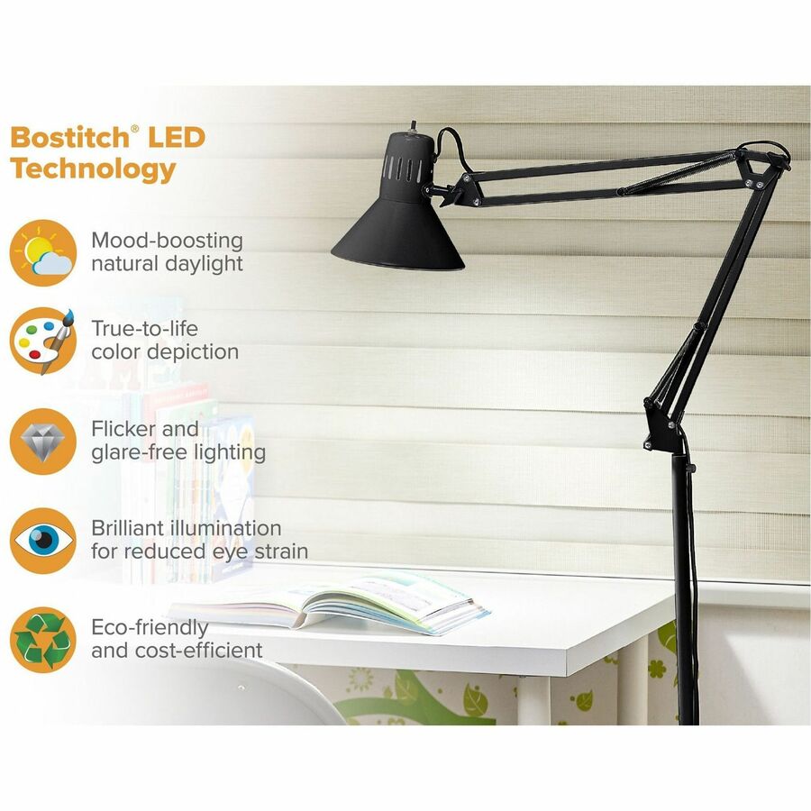 Bostitch Swing Arm Floor Lamp, Black - Alternate-Image3
