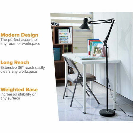 Bostitch Swing Arm Floor Lamp, Black - Alternate-Image2