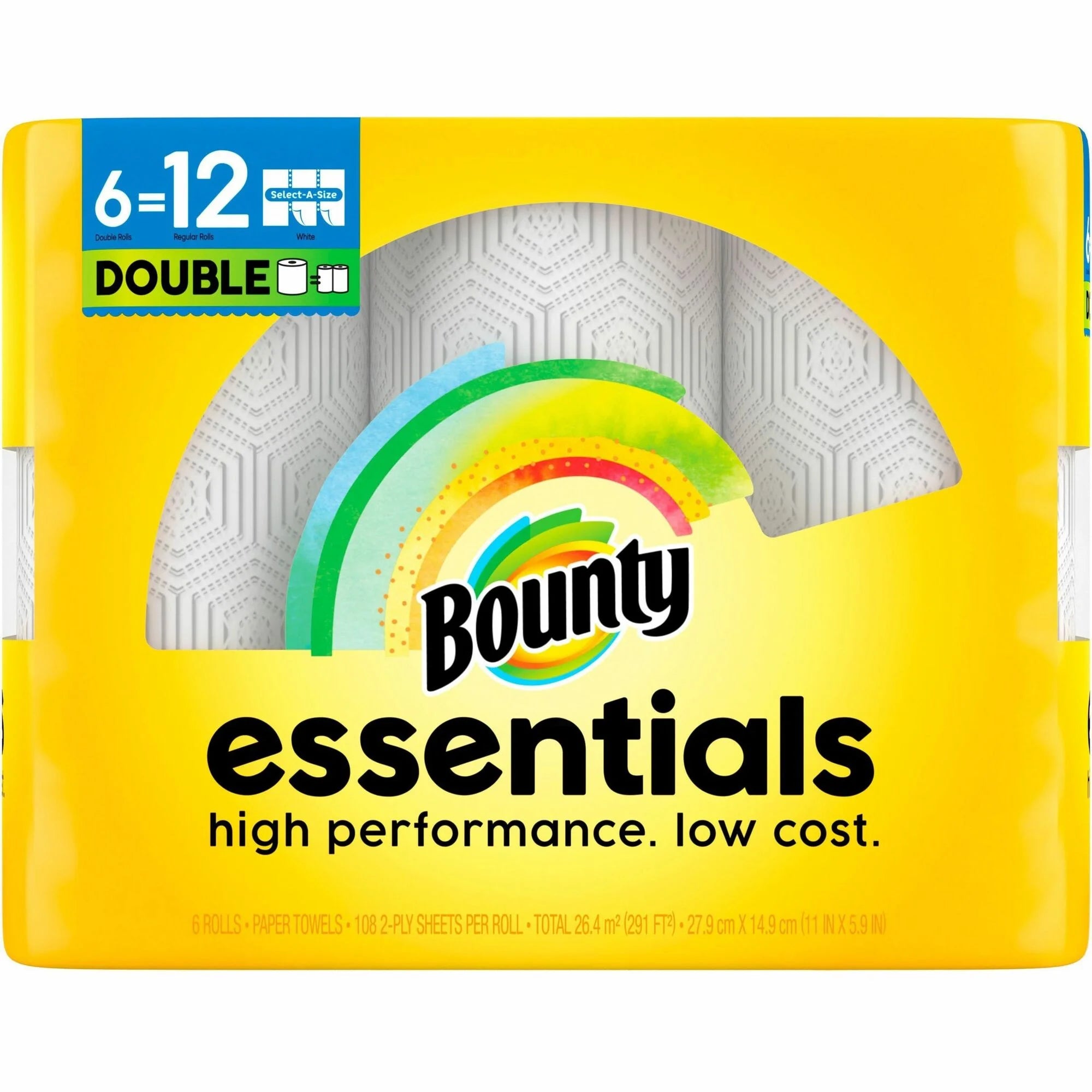 Bounty Essentials Paper Towels: 108 Sheets/Roll White 6-Pack - Towels