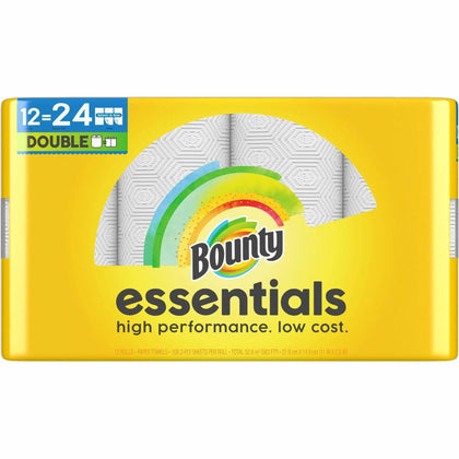 Bounty Essentials Paper Towels: 108 Sheets Yellow 12 Rolls - 12/Carton - Towels
