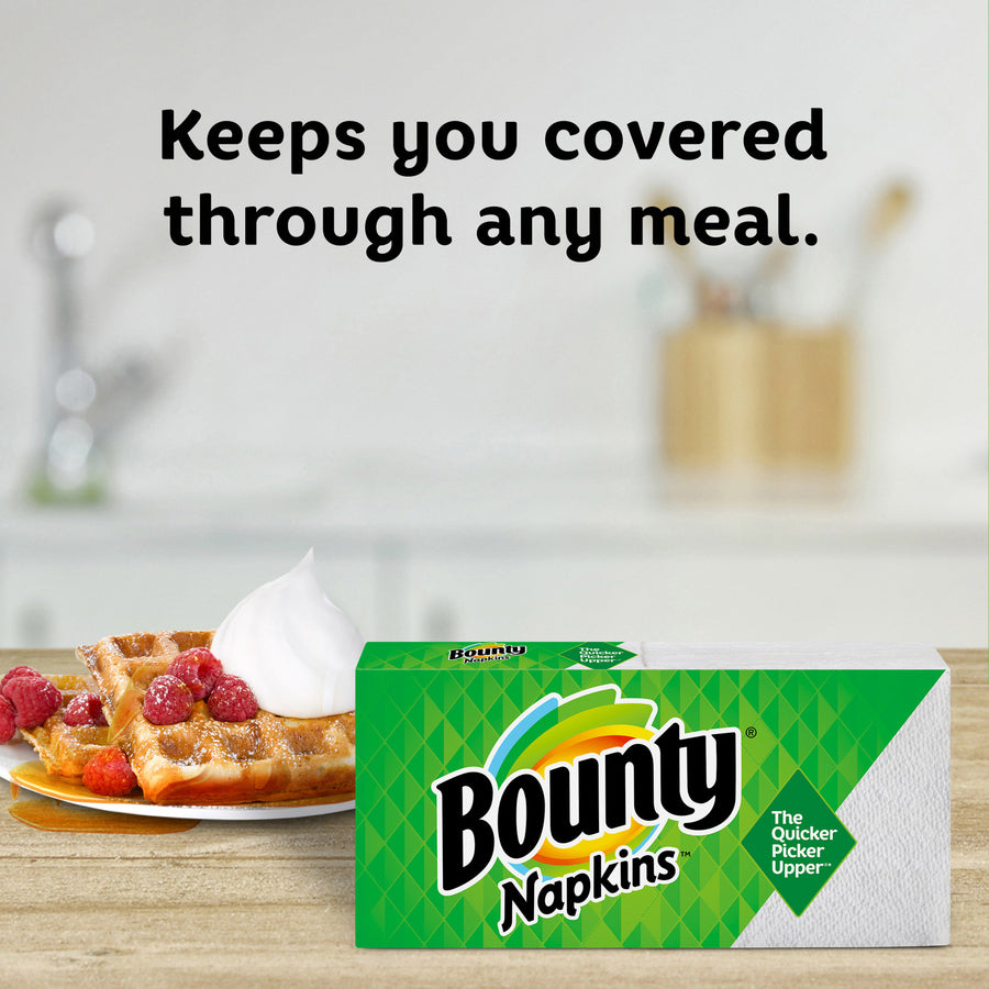 Bounty Quilted Napkins - 1 Ply - 12.10’’ Width x 12’’ Length - White - Paper - 100/Pack - 20 / Carton