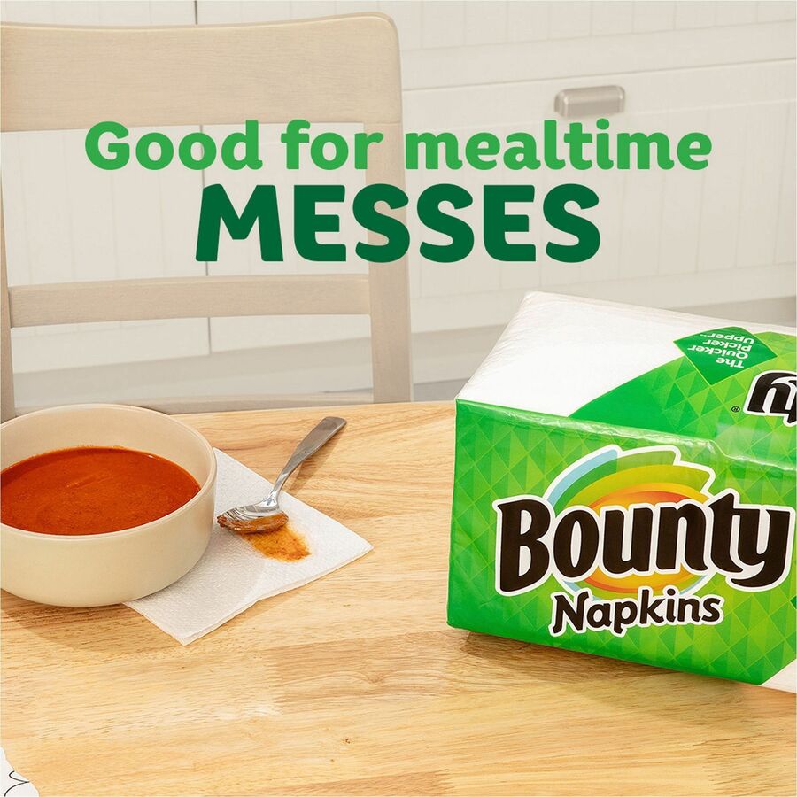Bounty Quilted Napkins - 1 Ply - 12’’ Width x Length - Surface - White - Paper - 200/Pack - 8 / Carton