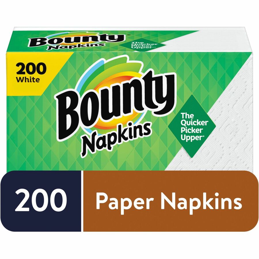 Bounty Quilted Napkins - 1 Ply - 12’’ Width x Length - White - Paper - 200 / Pack