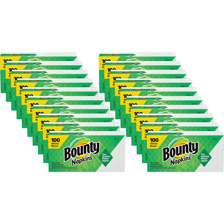 Bounty Quilted Napkins - 1 Ply - 12.10’’ Width x 12’’ Length - White - Paper - 100/Pack - 20 / Carton