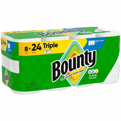 Bounty Select-A-Size Paper Towels: 2-Ply Diamond Texture Green - 123/Roll - 8/Carton - Towels