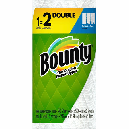 Bounty Select-A-Size Paper Towels 90 Sheets/Roll White 24 / Carton Double Roll = 48 Regular 2 Ply (PGC05815)