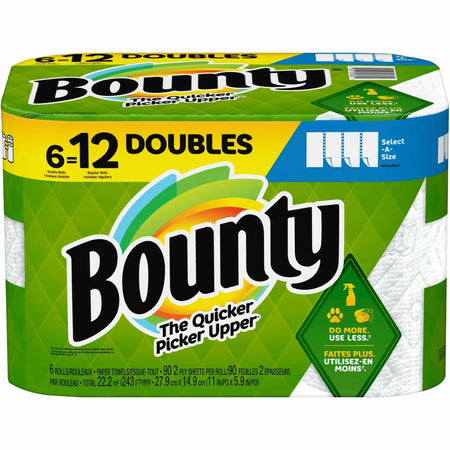 Bounty Select-A-Size Paper Towels: 6 Double Rolls 2-Ply 90 Sheets/Roll - Towels