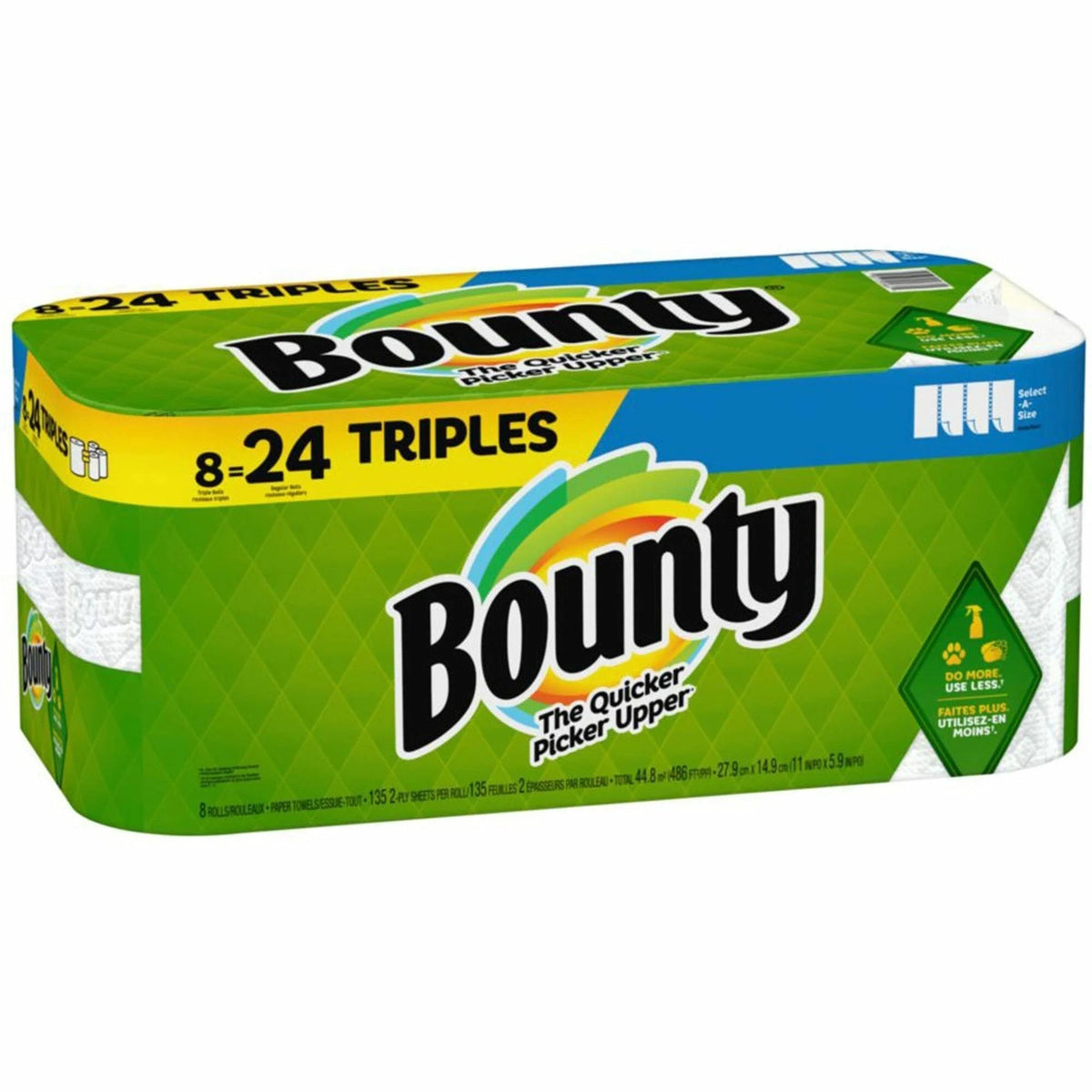 Bounty Select-A-Size Paper Towels: 8 Triple Rolls 2-Ply 135 Sheets/Roll - Towels