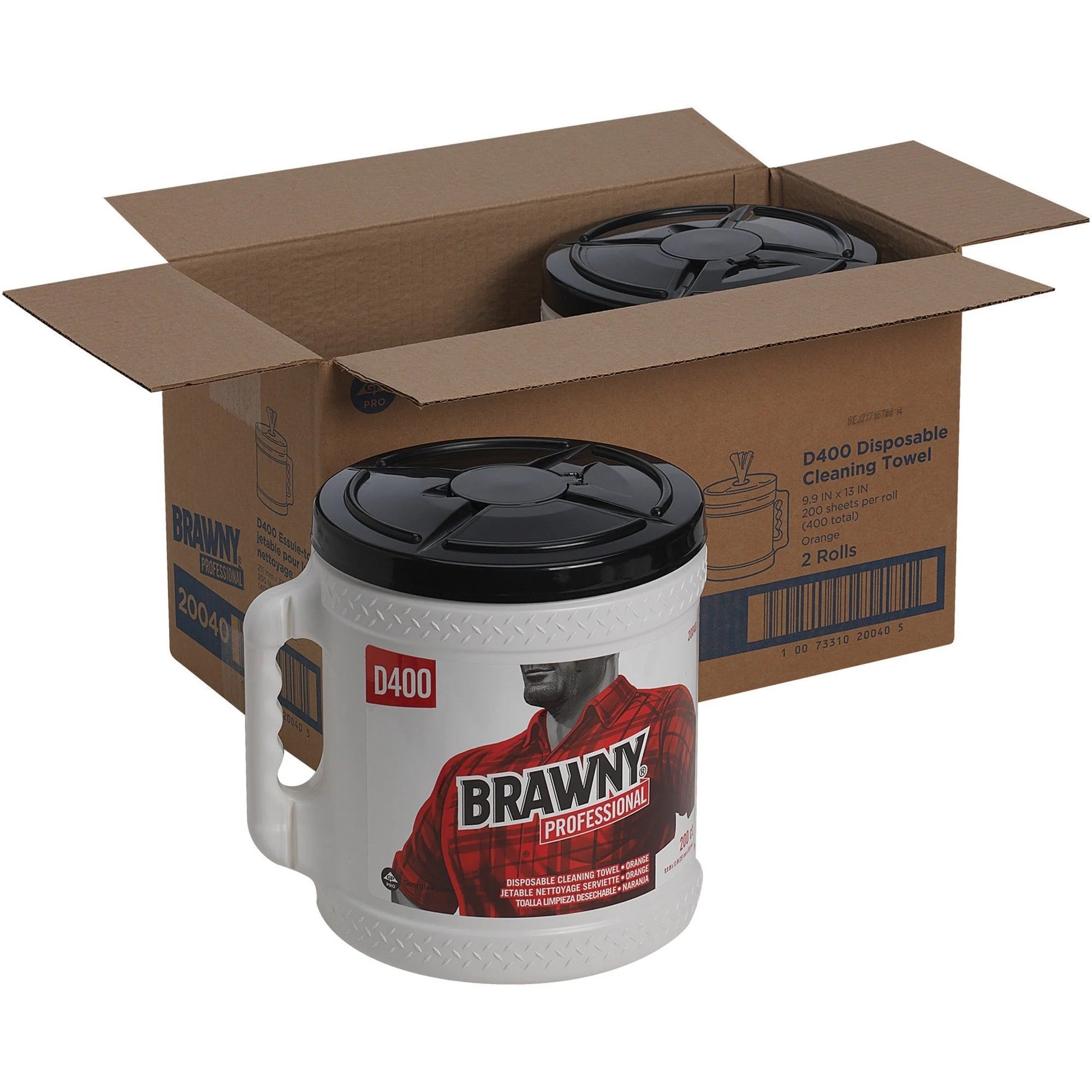 Brawny® Professional D400 Cleaning Towels: 200 Sheets Orange - 2/Carton - Sponges Pads & Wipers