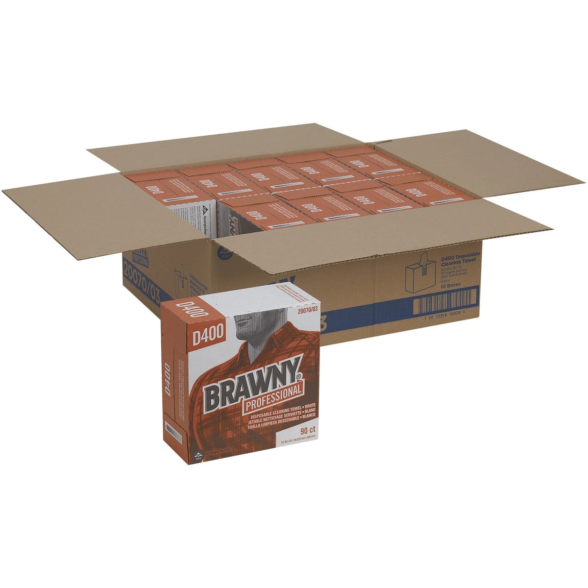 Brawny® Professional D400 Cleaning Towels - Heavy-Duty White - 90/Box - Sponges Pads & Wipers