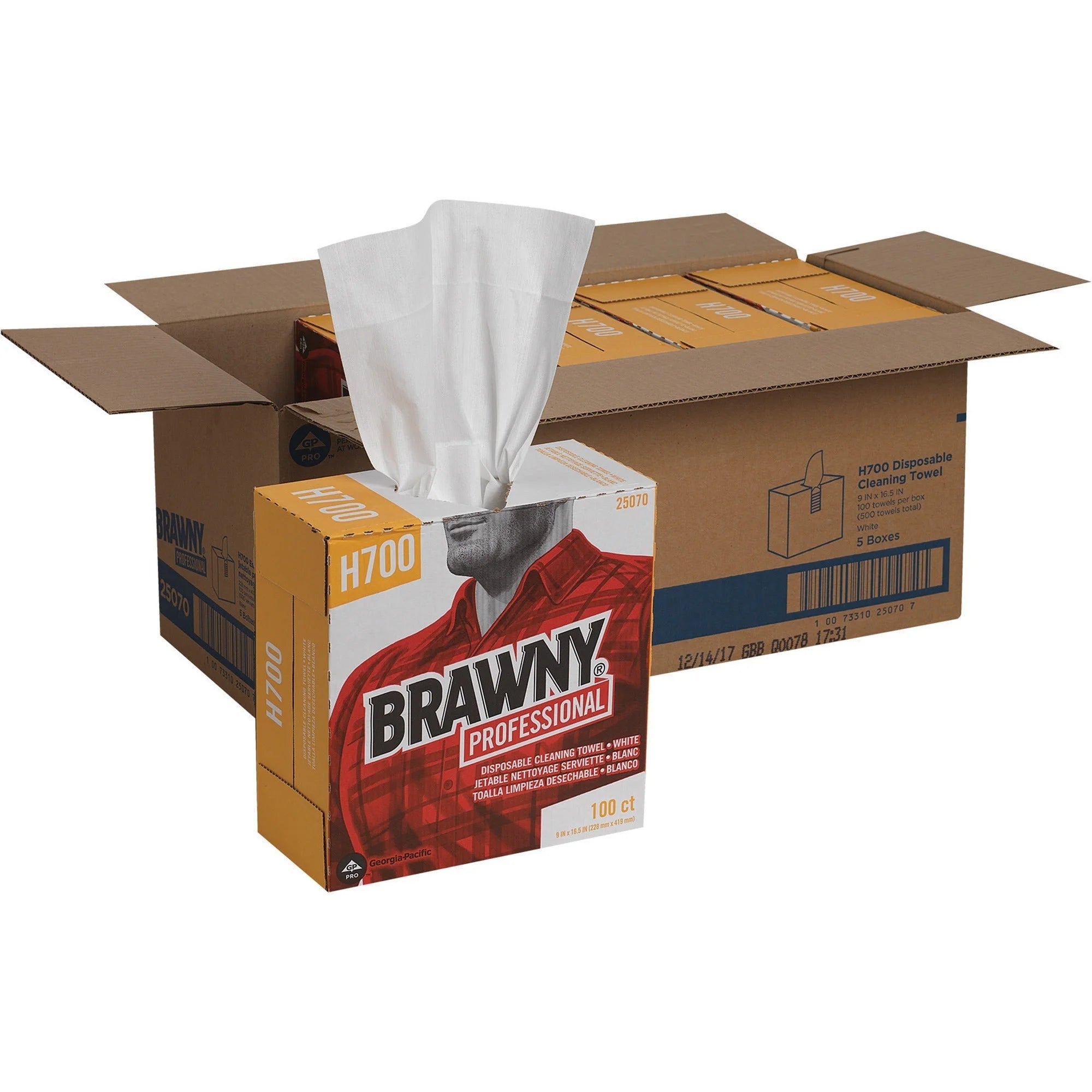Brawny® Professional H700 Cleaning Towels - White Pulp Fiber - 100/Box 5/Carton - Sponges Pads & Wipers