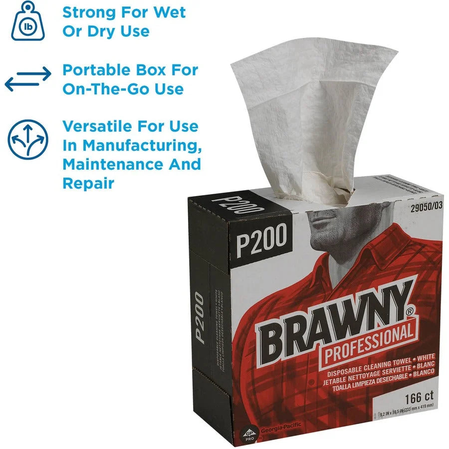 Brawny® Professional P200 Cleaning Towels - 4 Ply - 830 Sheets - Brown - Paper