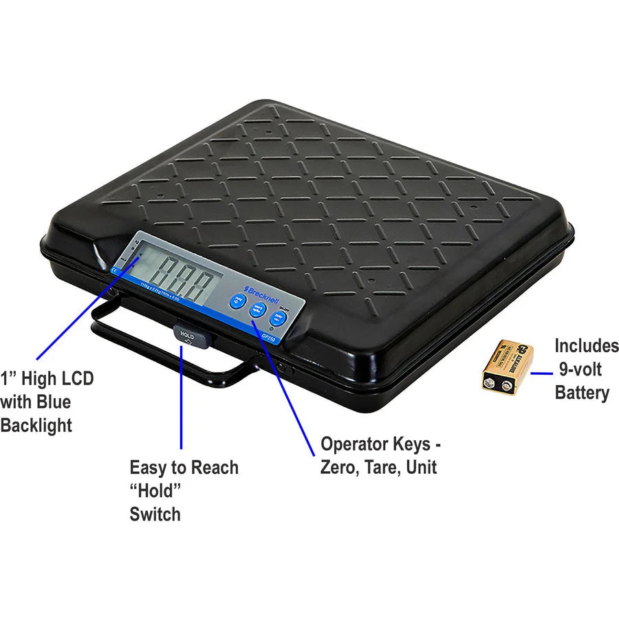 Brecknell Digital Bench Scale - 250 lb Capacity - Black Finish - Mailroom Equipment & Supplies