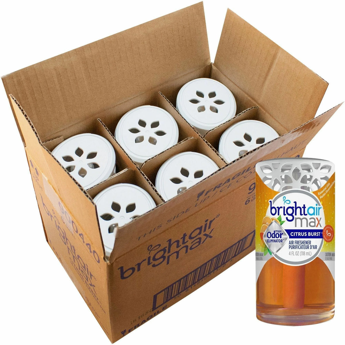 Bright Air Max Odor Eliminator Gel - Citrus Burst - 4 fl oz - 6/Carton - Fresheners