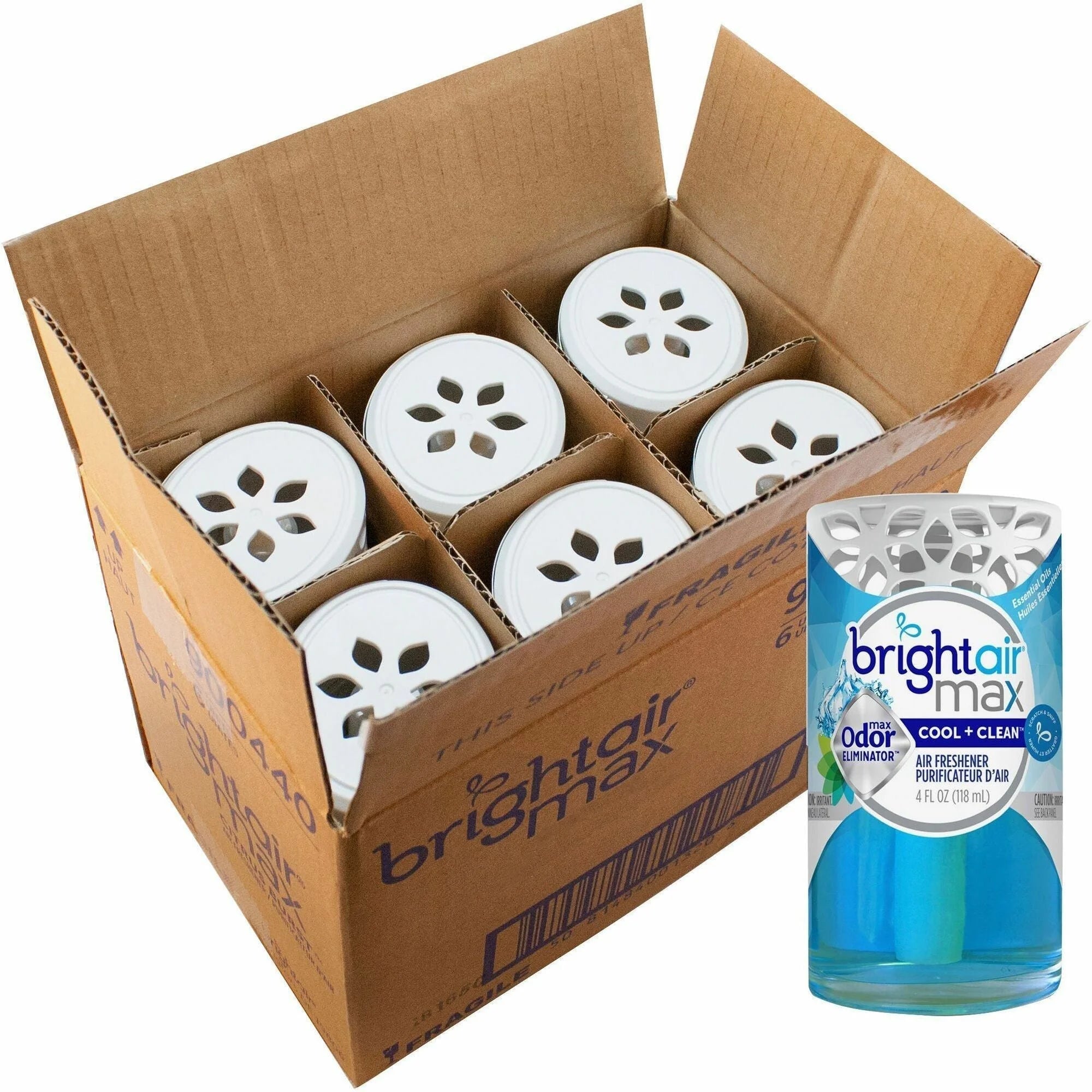 Bright Air Max Odor Eliminator Gel - Cool + Clean Scent - 4 fl oz - 6/Carton - Fresheners