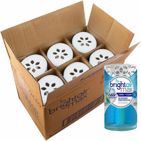 Bright Air Max Odor Eliminator Gel - Cool + Clean Scent - 4 fl oz - 6/Carton - Fresheners