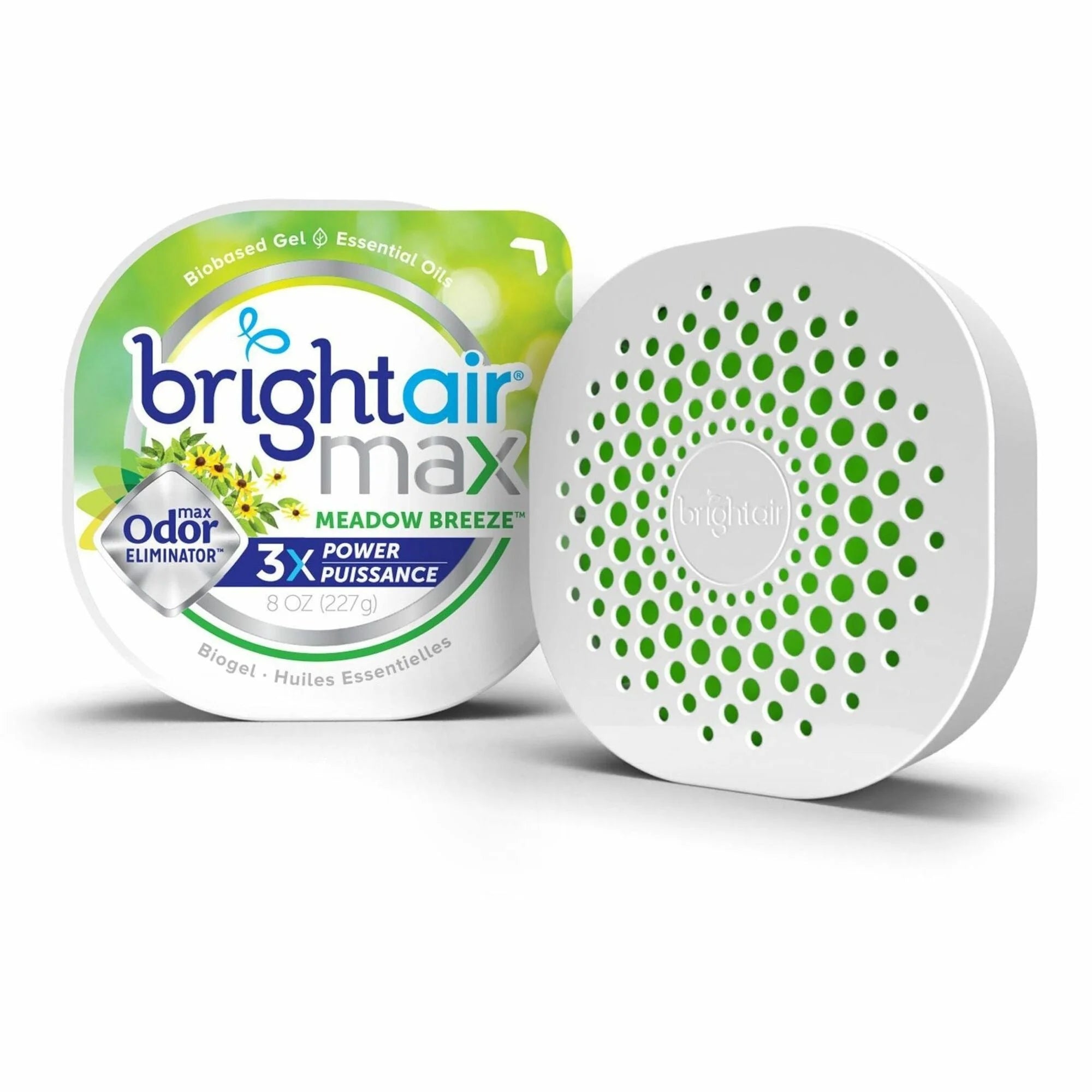 Bright Air Max Scented Gel Odor Eliminator - Meadow Breeze - 8 oz - Eco-Friendly - 1 Each - Freshener Dispensers