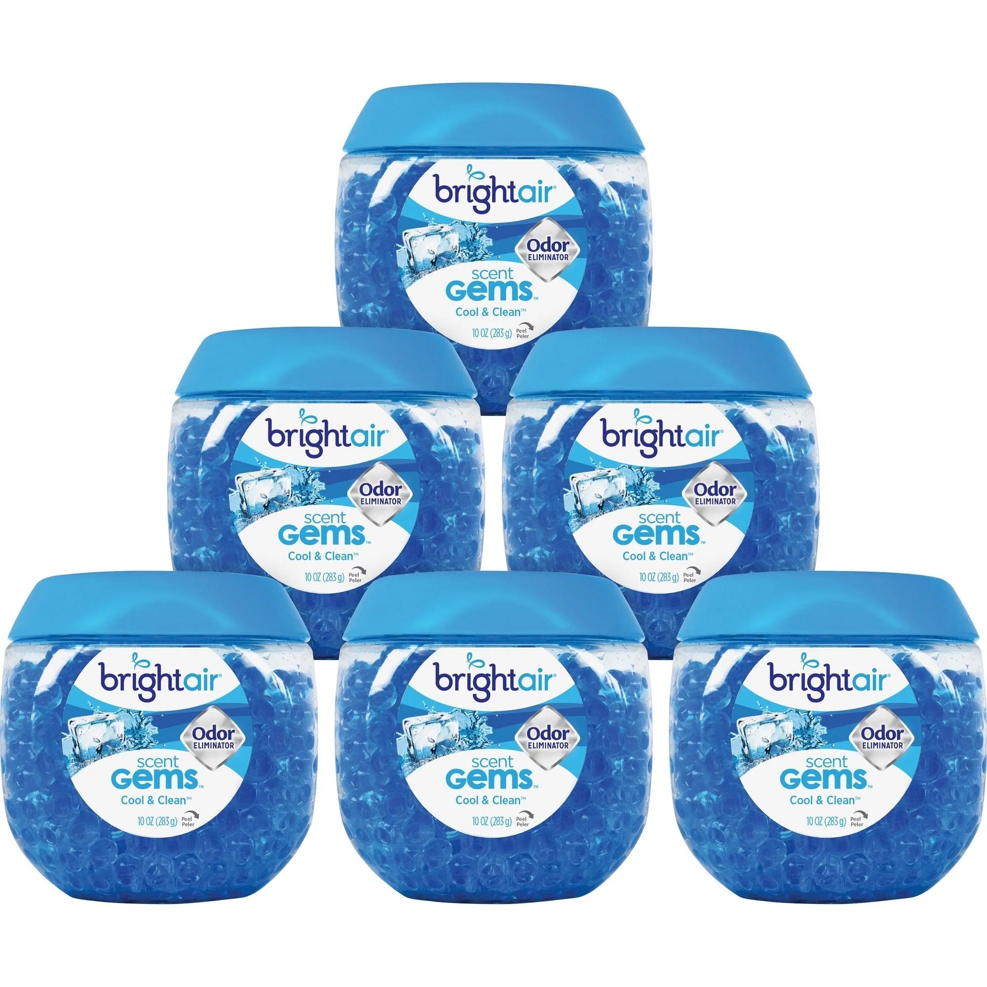 Bright Air Scent Gems Odor Eliminator - Beads - 10 oz - Cool Clean - 45 Day - 6 / Carton - Fresheners