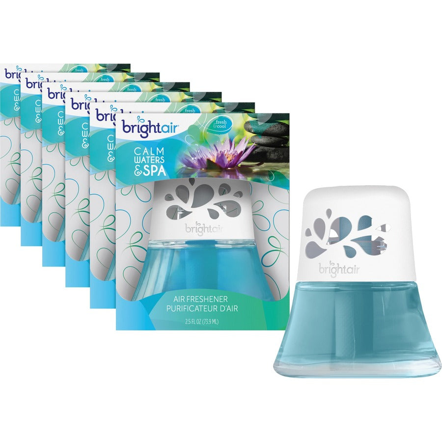 Bright Air Scented Oil Freshener - 2.5 fl oz (0.1 quart) - Calm Water Spa - 45 Day - 6 / Carton - Fresheners