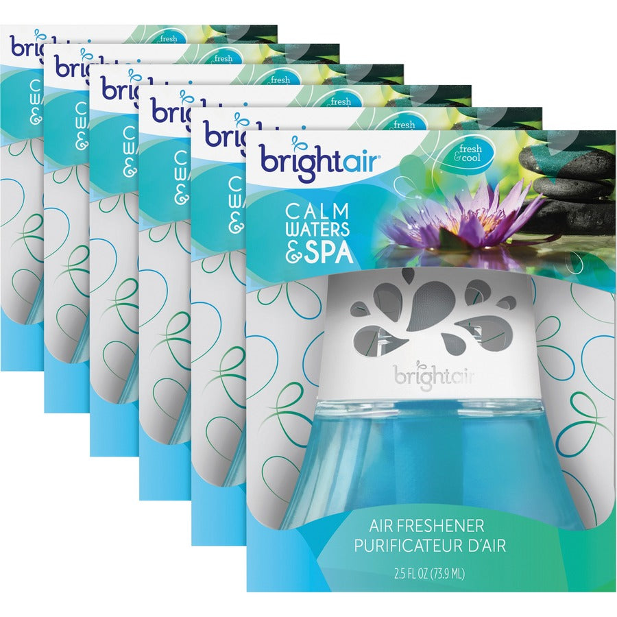 Bright Air Scented Oil Freshener - 2.5 fl oz (0.1 quart) - Calm Water Spa - 45 Day - 6 / Carton - Fresheners