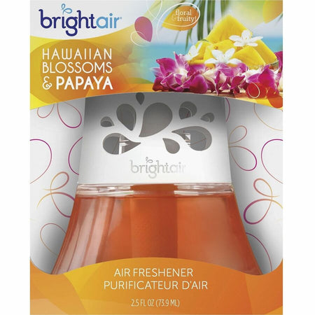 Bright Air Scented Oil Freshener - 2.5 fl oz (0.1 quart) - Hawaiian Blossom Papaya - 45 Day - Long Lasting - 6 / Carton