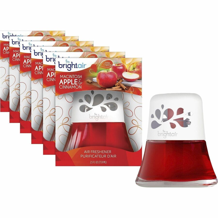 Bright Air Scented Oil Freshener - 2.5 fl oz (0.1 quart) - Macintosh Apple Cinnamon - 45 Day - Long Lasting - Fresheners