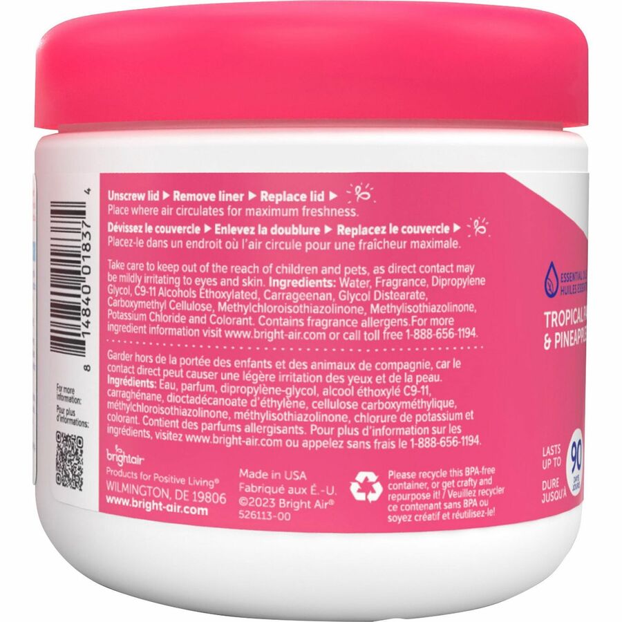 Bright Air Super Odor Eliminator Freshener - 14 fl oz (0.4 quart) - Tropical Paradise & Pineapple - 90 Day - Fresheners