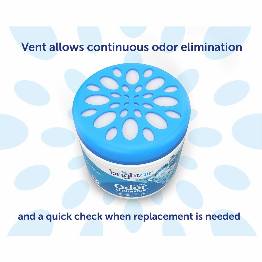 Bright Air Super Odor Eliminator Freshener - Gel - 450 ft² - 14 fl oz (0.4 quart) - Cool Clean - 60 Day - 6 / Carton